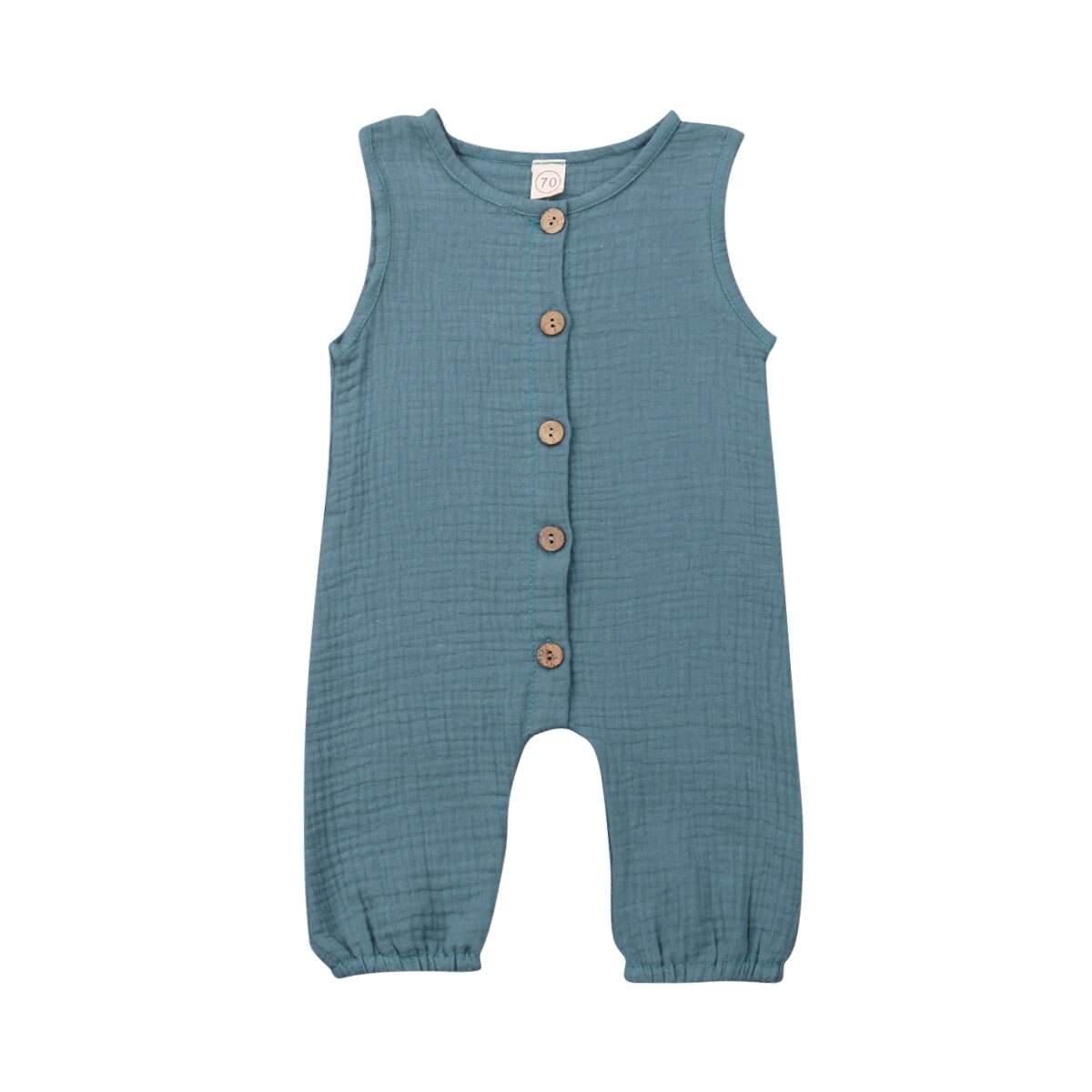 Zomer Pasgeboren Baby Rompertjes Peuter Kids Baby Meisjes Jongens Knop Jumpsuit Outfits Solid Casual Kleding Nachtkleding: Blauw / 12m