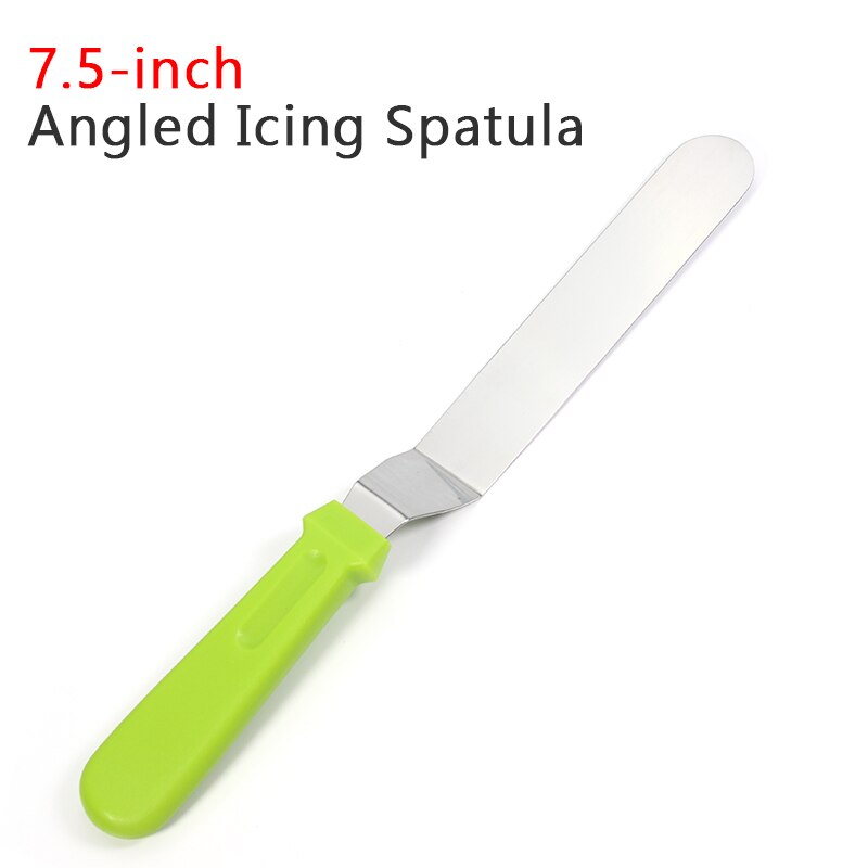 Angled Icing Spatula - Cake Frosting Spatula - Stainless Steel - Baking and Cake Decorating Supplies - Use for Kitchen or Bakery: Green 7.5 inch