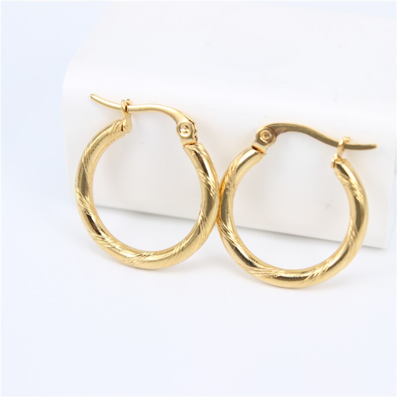 Diameter 20-50MM Circle Small Hoop Earrings With Gold Color Simple Earring For Women Stainless Steel Jewelryy LH819: Diameter 20MM