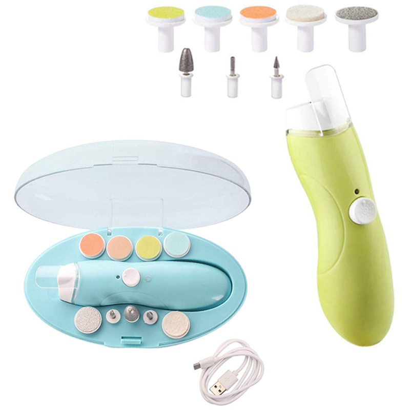 Juego de 2 cortaúñas para bebé recargable, cortauñas para recién nacido eléctrico seguro, niños pequeños, dedos de los pies, verde y azul: Default Title