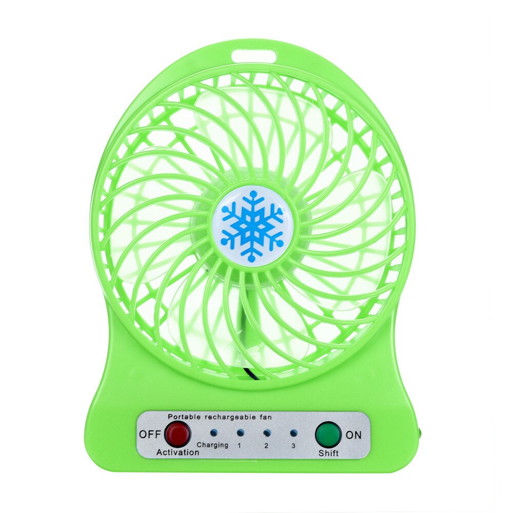 Mini Portable Fan Usb Rechargeable Fan Mini Desk Third Wind LED Light Fan Air Cooler Rechargeable Air Cooler Cooling Fans: Green