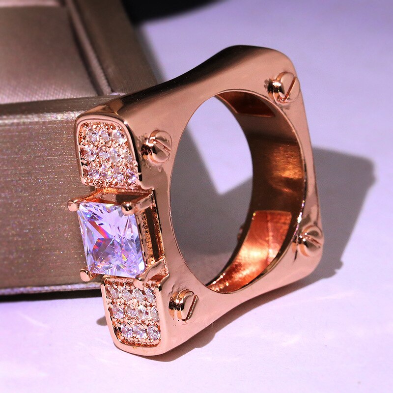 Fdlk klassisk princess cut rhinestone smykker kvinder engagement brude ring jubilæum