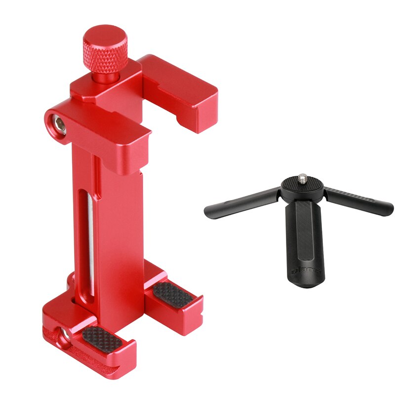 Ulanzi st -03 metal stativ adapter til iphone  x 8 plus samsung, støtte til kold sko montering rode mikrofon/led video lys: Rød med mini stativ