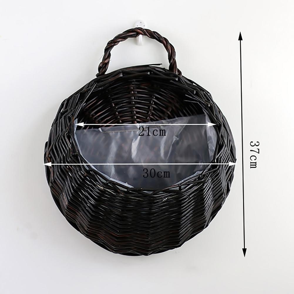 Natural Wicker Rattan Hanging Basket Flower Pot Hand Made Plant Pot Basket Holder Laundry Basket Vase Container Home Decoration: H