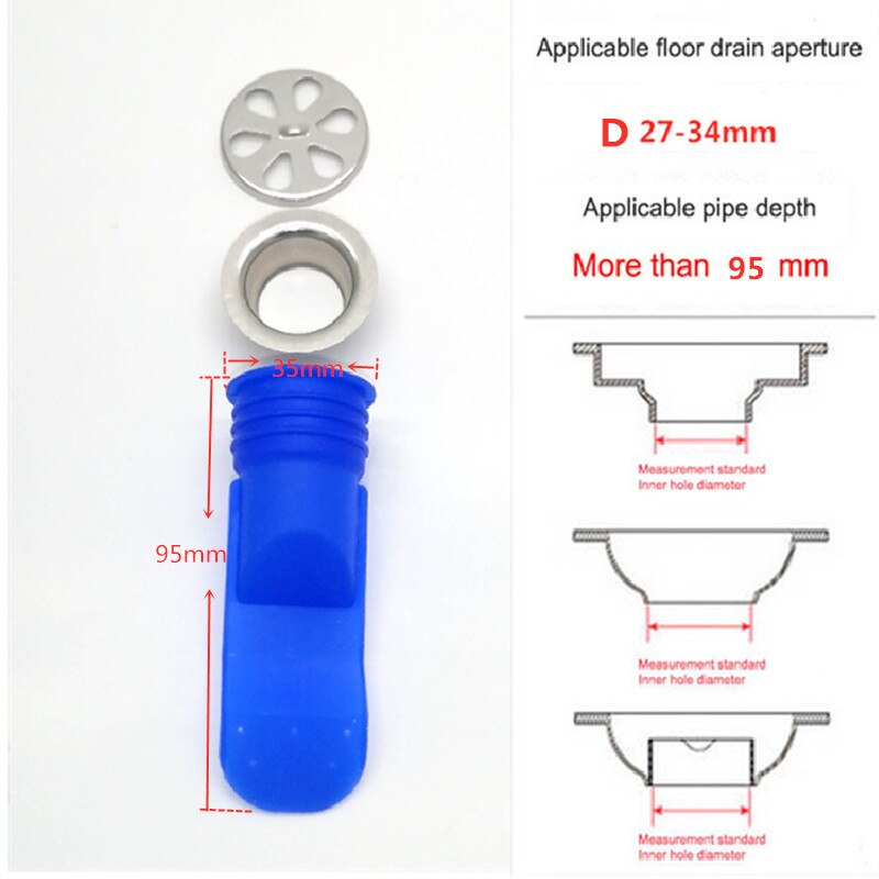 Joint de drain de plancher de toilette clapet anti-retour clapet anti-retour canal d'eau de salle de douche 27-34mm