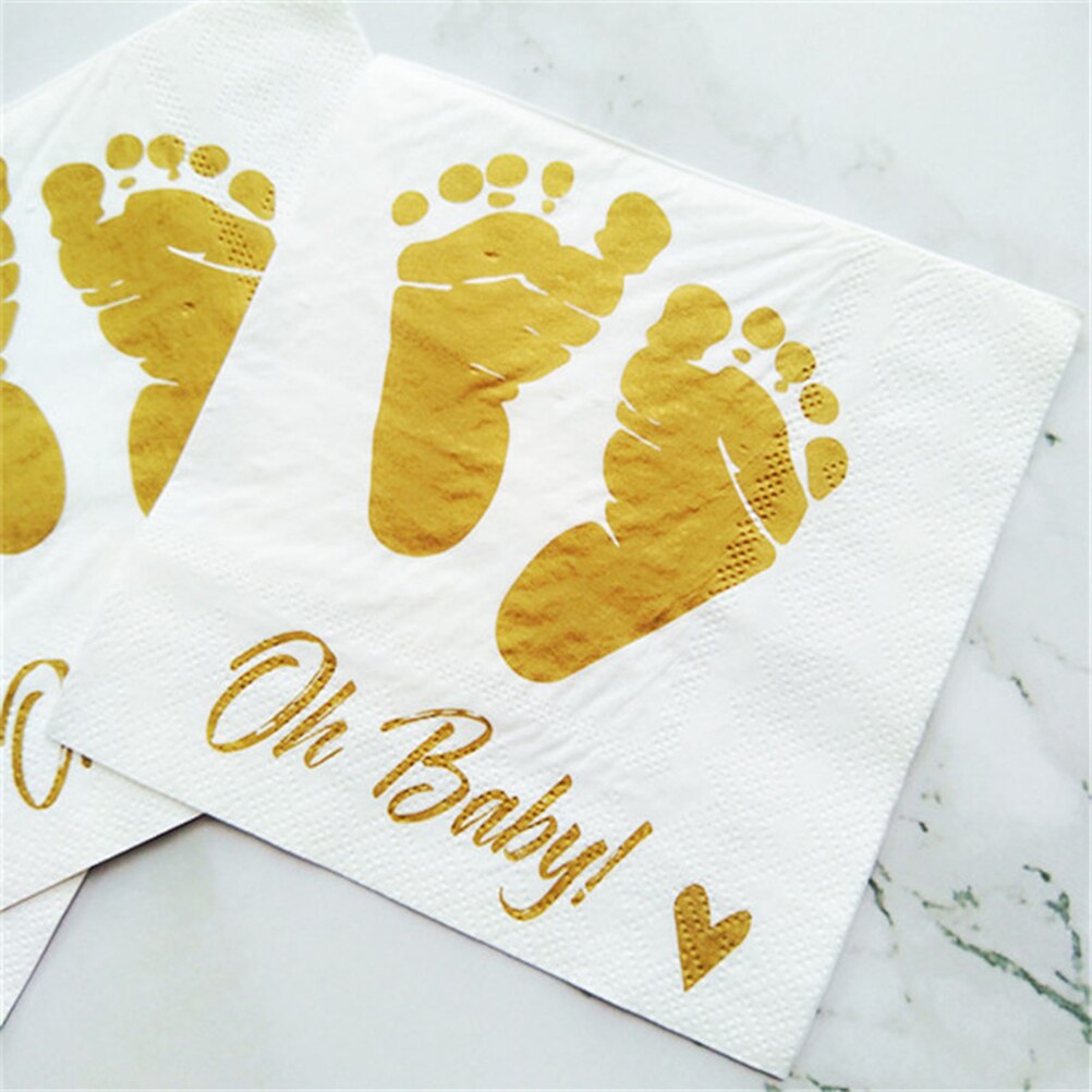 20 vellen Absorberende Vergulden Voet Decoratieve Wegwerp Tissue Papier Servetten voor Party Verjaardag