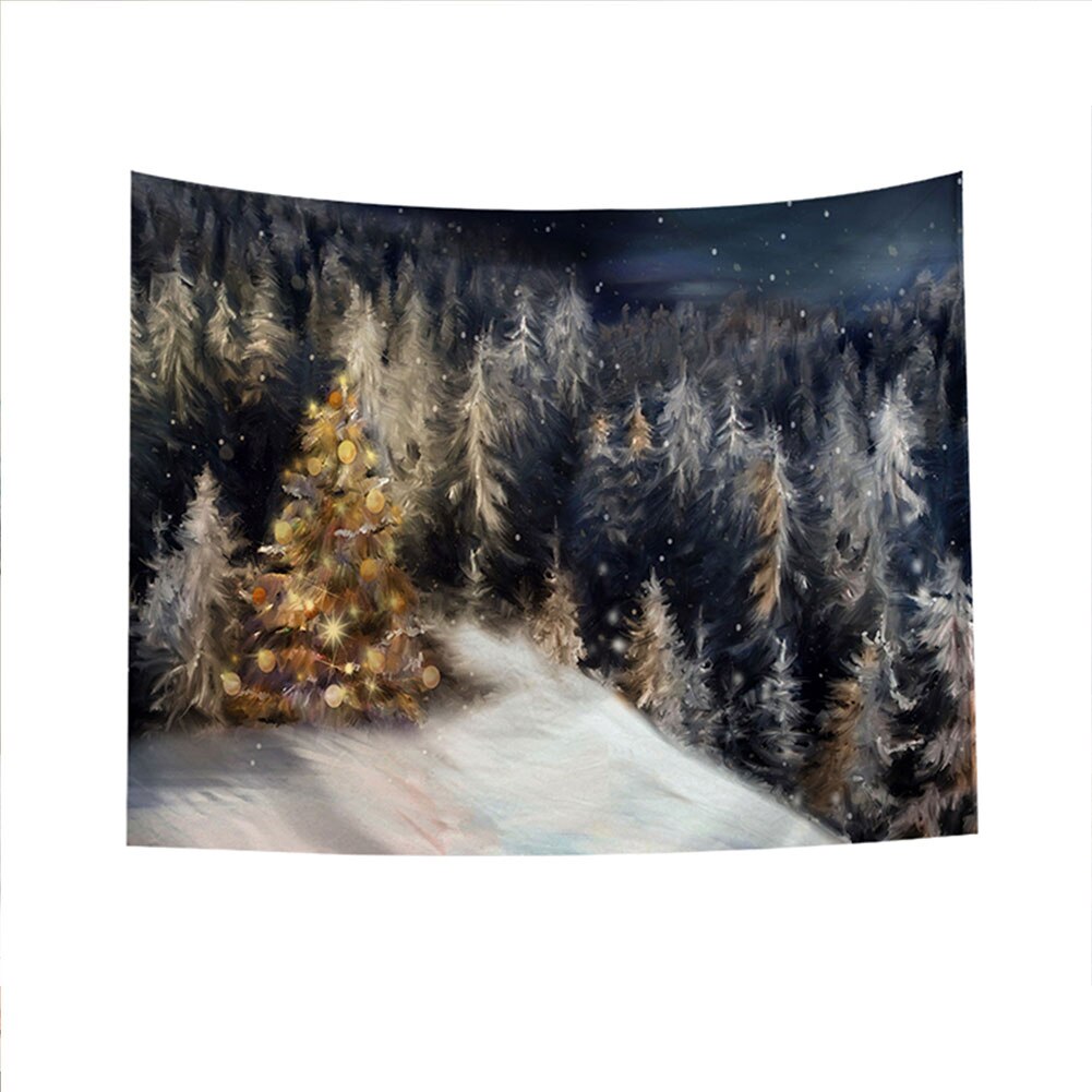 Neue Jahr Wandbehang Tapisserie, Frohe Weihnachten Baum Rentier Schneeflocke Wald Wandteppich für Schlafzimmer, Wohnzimmer, Wohnheim: 2