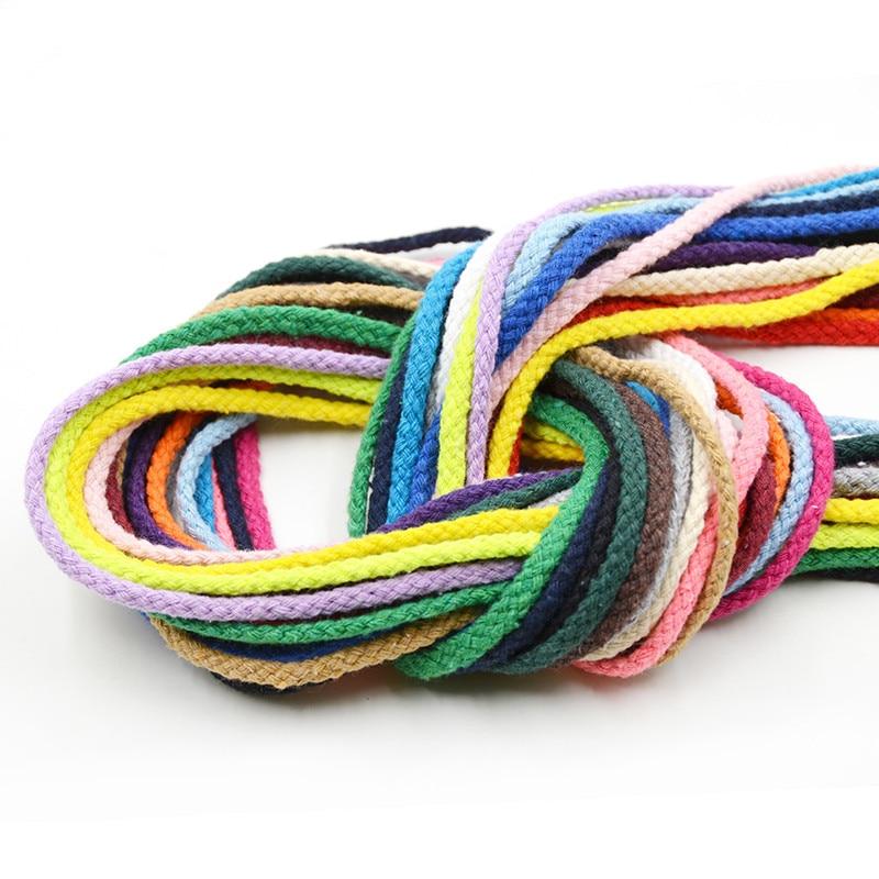 5 meter lange decoratieve gedraaide koord van 5mm dikke katoenen touwkoorden, gekleurde koorden, zwart koord