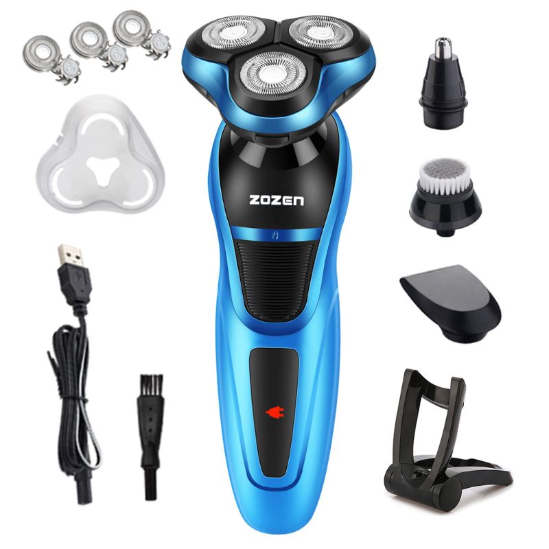 Männer Elektro Rasierer USB Aufladbare Bart Trimmer Waschbar nass trocken Bart Schneiden Maschine Multifunktionale Schwimm Rasiermesser: Blau-4