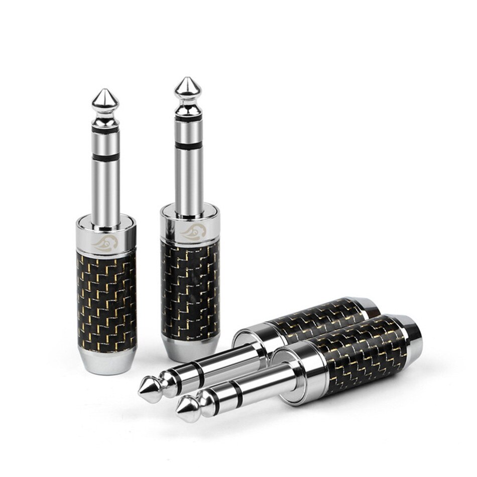 Conector Jack de 6,35mm, conector de 1/4 ", 3 polos, 6,35mm, 6,5mm, conectores de altavoz estéreo de mm, chapado en rodio para mezclador de micrófono para Cable de guitarra TRS