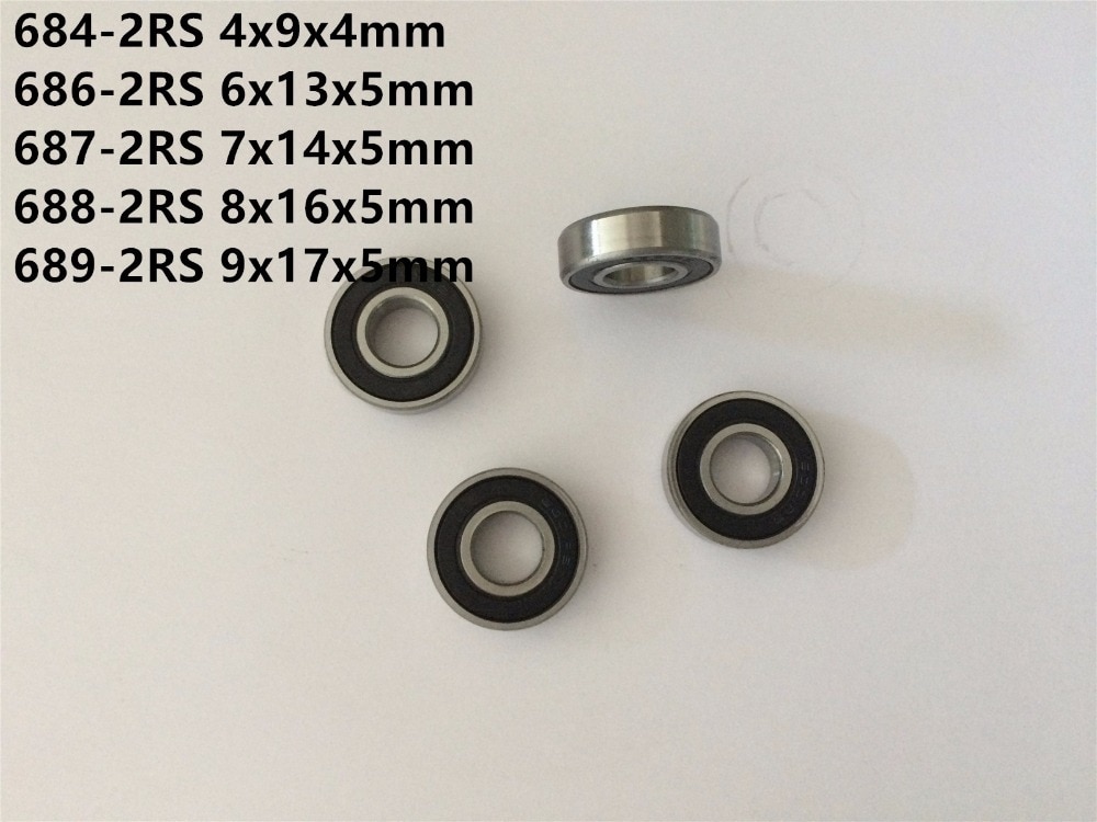 10 stk 684-2rs 685-2rs 686-2rs 687-2rs 688-2rs 689-2rs minileje dybe not gummiforseglede miniaturelejer kuglelejer