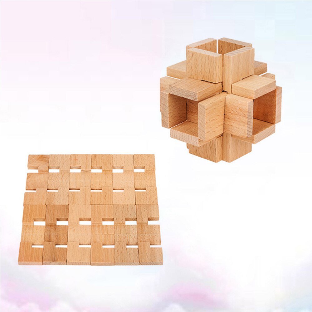 Beech Wooden Chinese Character Lock Ming Lock Adult Intelligence Brain Teaser Puzzle Interlocking Jigsaw Puzzles for Ki