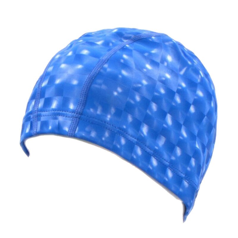 CKAHSBI Adults Elastic Waterproof PU Fabric Protect Ears Long Hair Sports Swim Pool Hat Swimming Cap Free Size For Men & Women: Q382 Sapphire