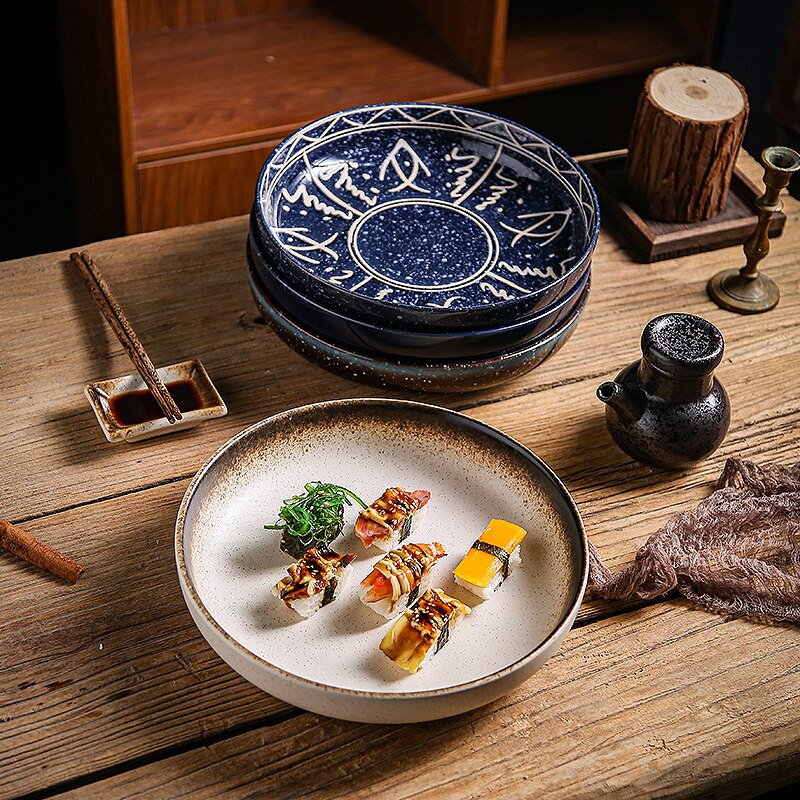 Japanse Keramische Plaat Tafel Decoratie Fruit Salade Sushi Steak Plaat Restaurant Hotel Service Tray Kitchen Tools