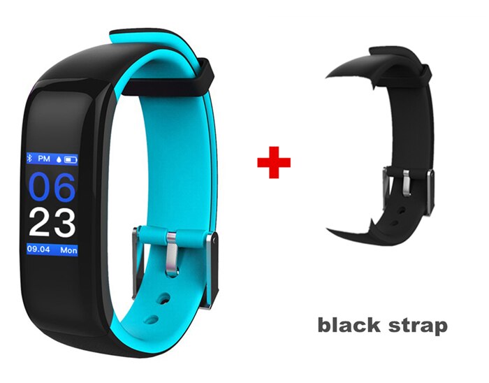 P1 Plus Smart Wristband Color Heart Rate Blood Pressure Monitor IP67 Waterproof H1 Fitness Bracelet sport tracker band: blue and black