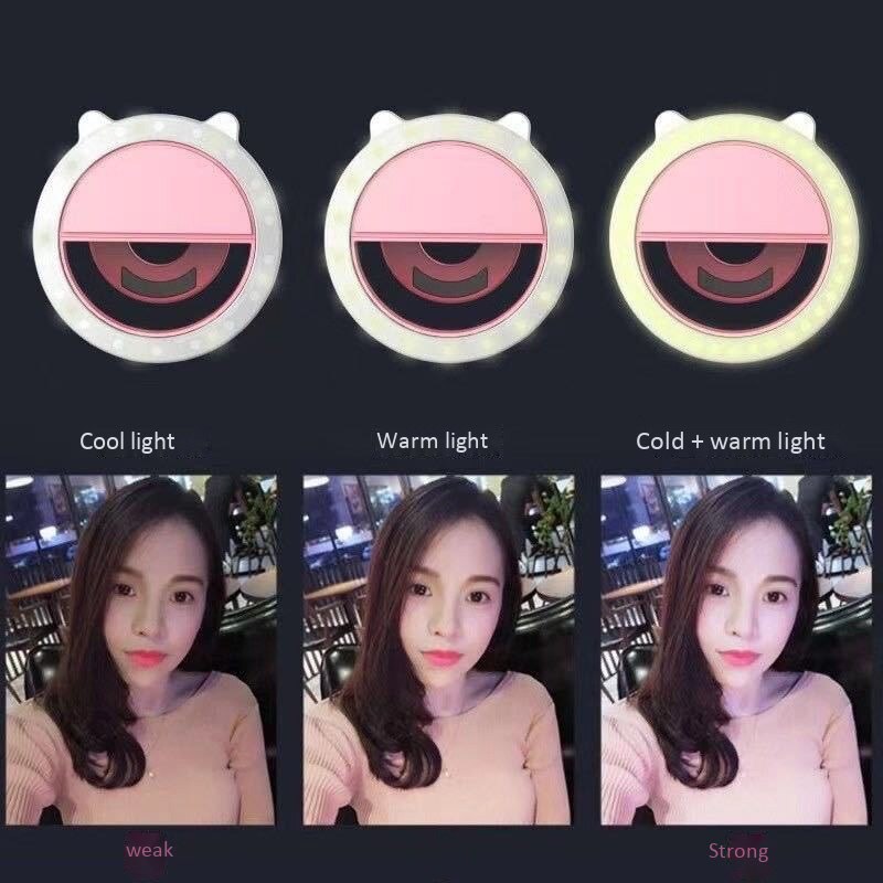 LED Cat Ear Selfie Ring Light Mobile Phone Flash Lens Beauty Fill Light Lamp Portable Clip for Photo Camera
