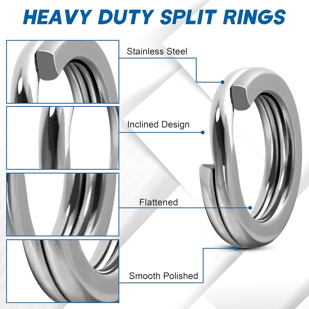 100 stks Vissen Split Ringen Rvs Afgeplatte Split Ringen voor Vissen Zoutwater Lokken Terminal Vissen Connector Visgerei