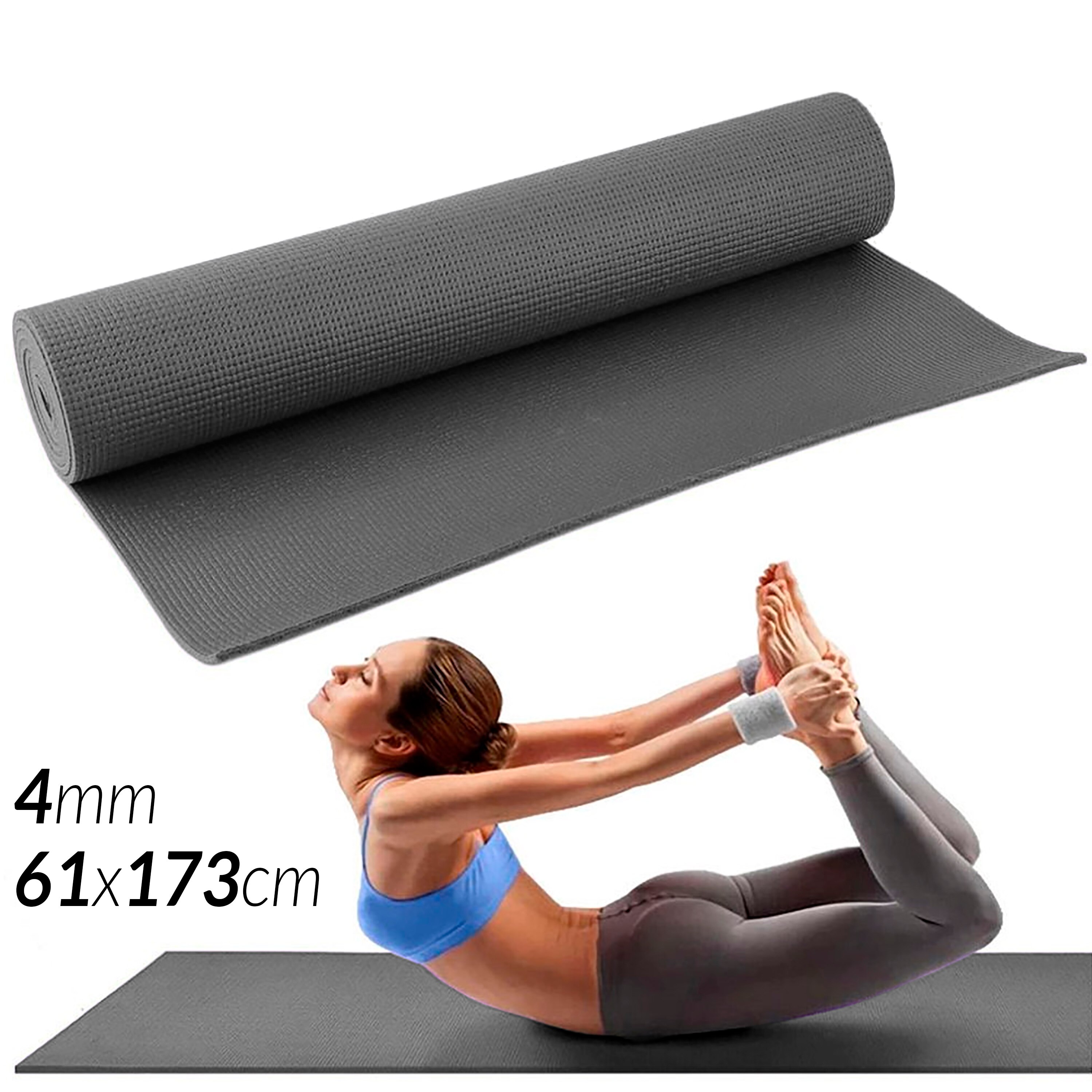 Esterilla para Yoga Gimnasia Colchoneta de Fitness Pilates Mat Alfombra Deporte Crossfit: Gris 61x173cm