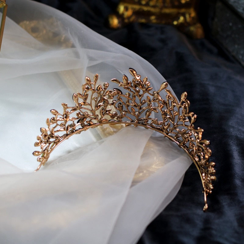 Baroque retro black elements high-end bridal crown bridal jewelry boutique headdress handmade crystal wedding head black crown