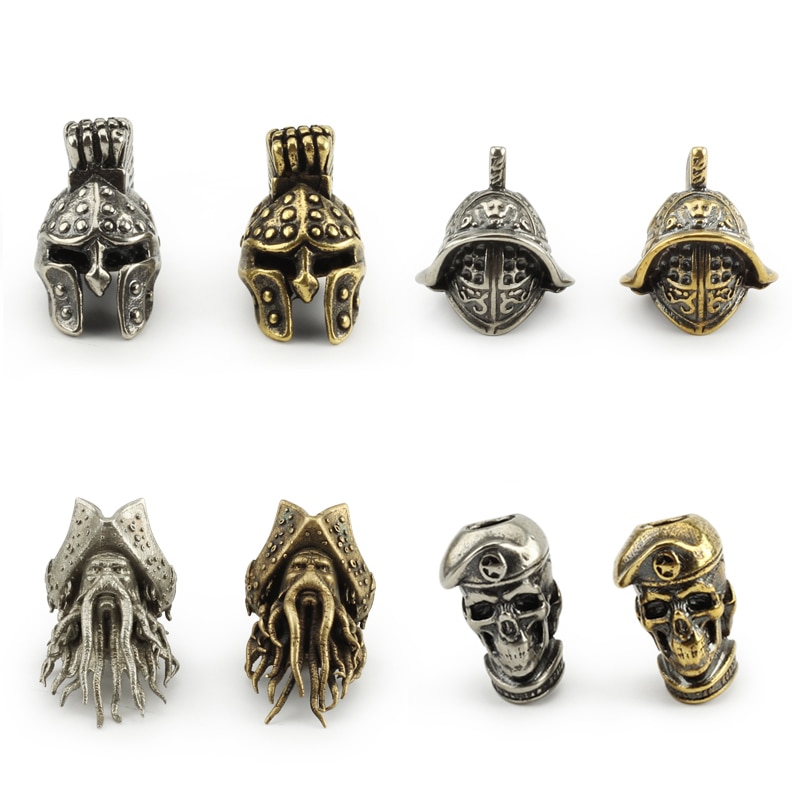 DIY Knife Beads Helmet Pendant Brass Bead White Copper Skull Paracord Beads