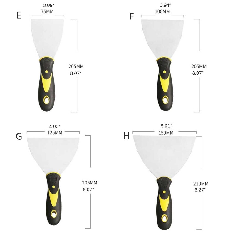 Spackle Knife Practical Putty Knife Scrapers Stainless Steel Wall Knife for Drywall Finishing Scraping Decals Wallpaper