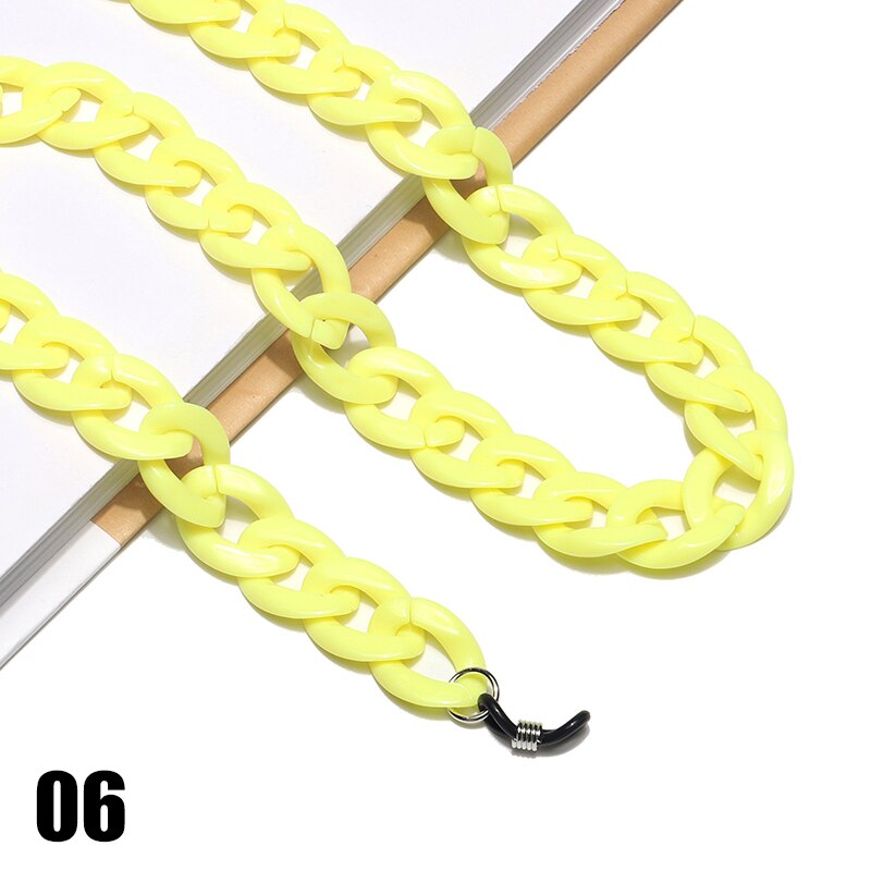 Mode Acryl Candy Kleur Zonnebril Kettingen Glazen Ketting Bandjes Ketting Chunky Lanyards Unisex Hals Brillen Strap: 6