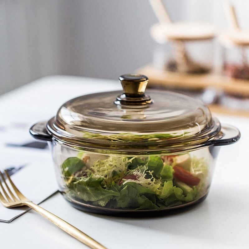 Cuenco para horno de cocina, vidrio templado resistente al calor, doble ASA, Bol para verduras frescas, Bol para sopas y ensaladas, solo horno microondas