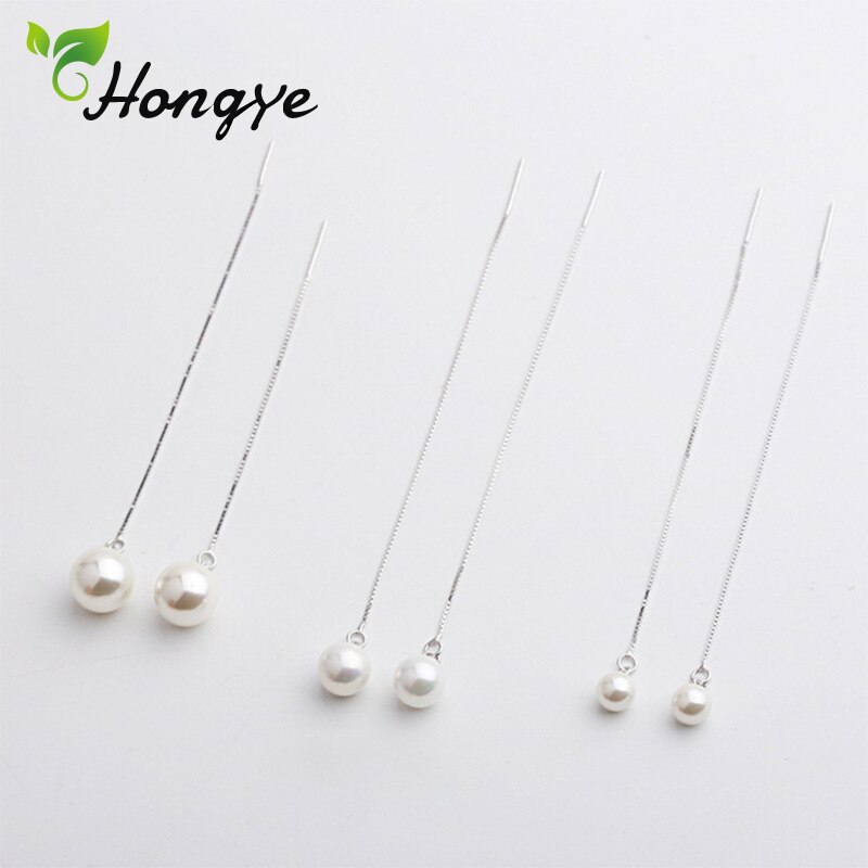 Hongye Baumeln Ohrringe 925 Sterling Silber Lange Kette Natürliche Hülse Perlen Edlen Schmuck Ohrtropfen SchöNe Schlenker