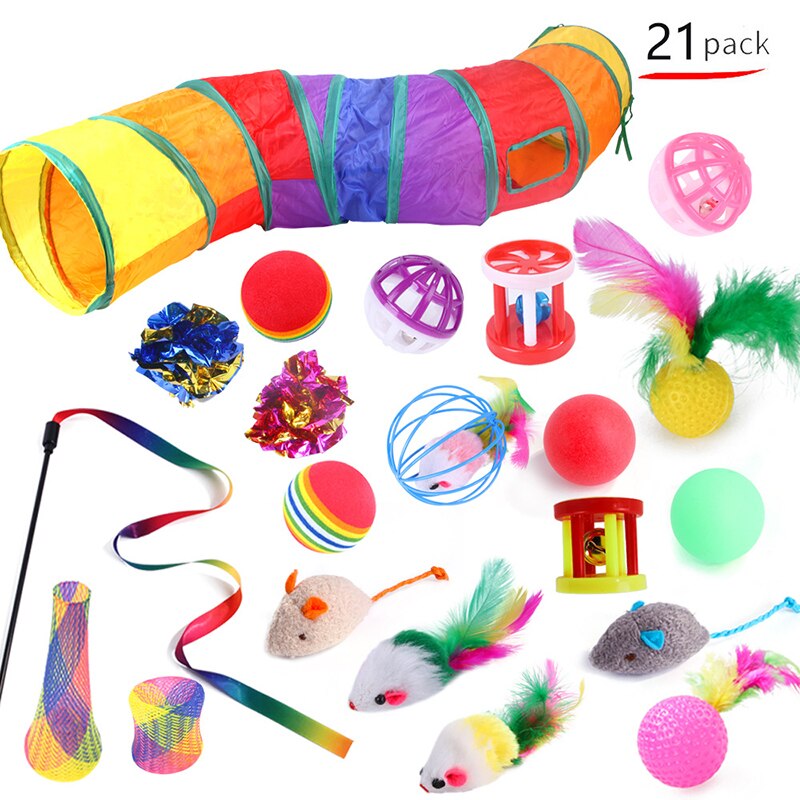 21Pcs Cat Toy Set Pet toy Supplies Creativity cat toys Indoor Interactive Kitten Toys for Cat Cat Accessories Pet Toys Set: Style   2