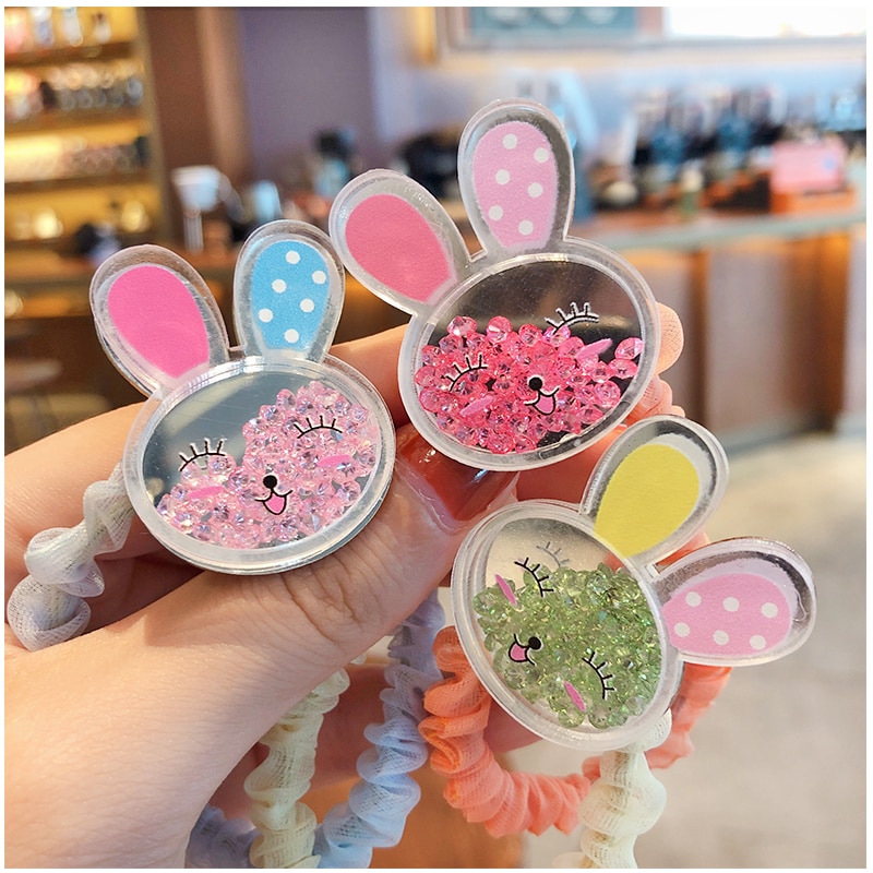 Gomas elásticas para el pelo para niña, gomas de goma para el pelo con dibujos animados de estrellas y arena movediza transparentes, dulces, accesorios para el cabello para niña