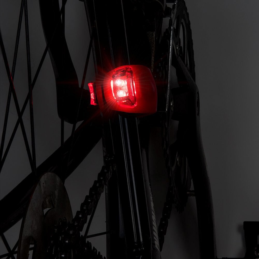 4pcs LED Silicone Mountain Bike Bicycle Front Rear Lights Push Cycle Clip Light Fits On All Types Of Bike Cr2032 Batteries
