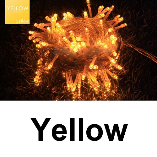 Flexible 220V 110V Waterproof LED Light String Garland for Party Wedding Christmas Decor 10M 100 LEDs Chain Fairy String Lights: Yellow / 220V EU Plug