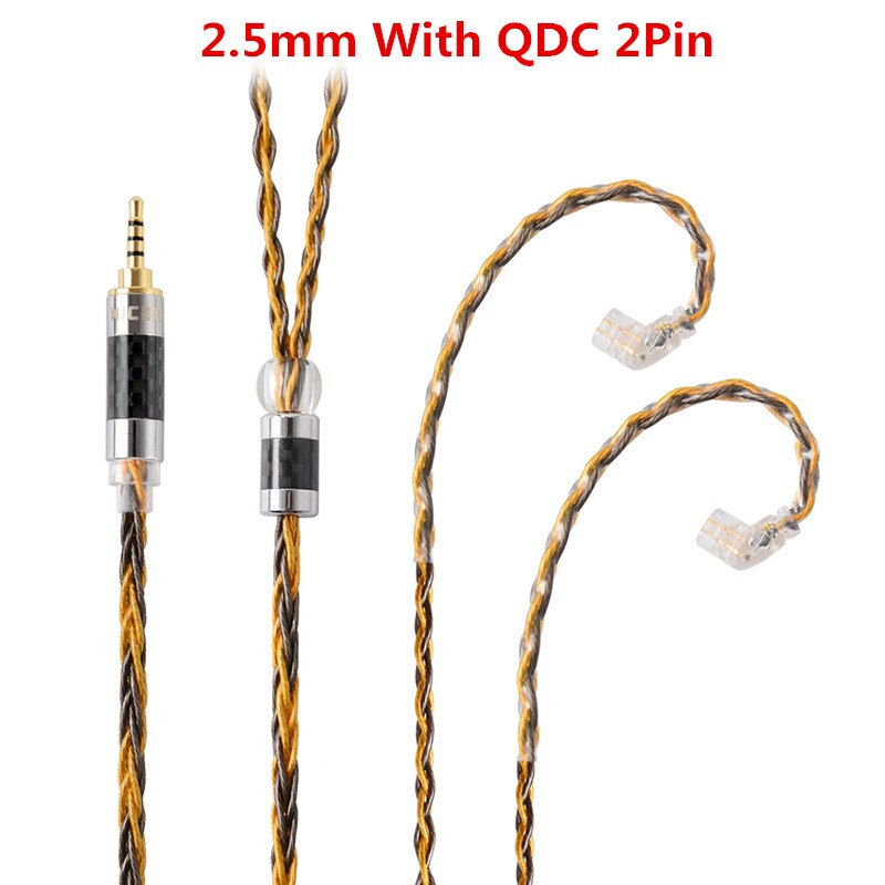 Nicehck  c8-1 8 core verzilverde 2.5/3.5/4.4mm gebalanceerde kabel  to 0.75 0.78 2 pin/mmcx connector hifi upgrade kabel voor  db3 tfz: 2.5 met qdc 2- pins