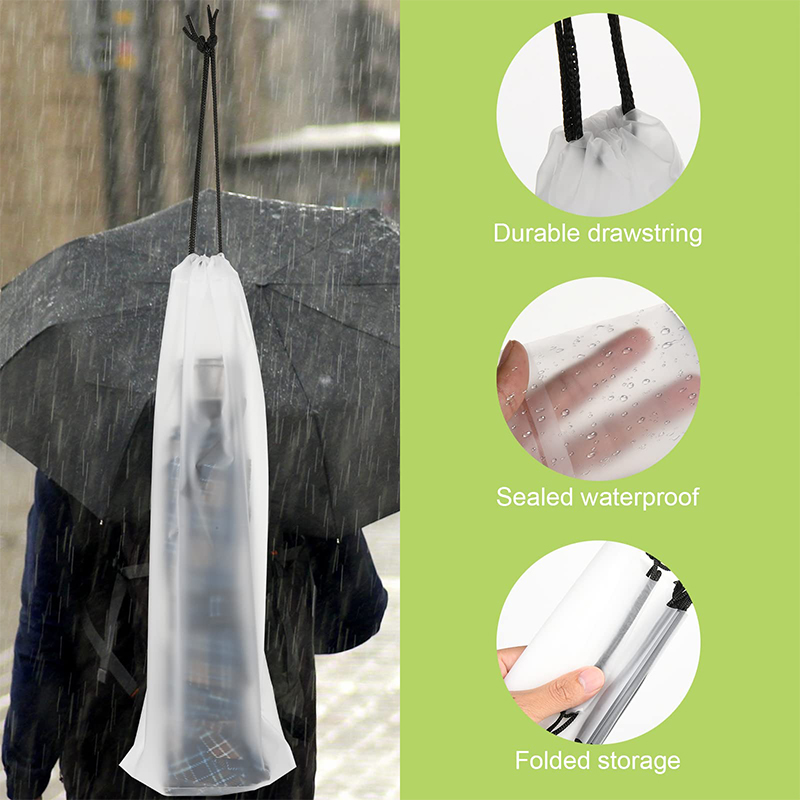 Opvouwbare Paraplu-Opslag Waterdichte Tas Natte Handbagage Herbruikbare Parapluhoes Voor Doorschijnende Reiszak Met Trekkoord