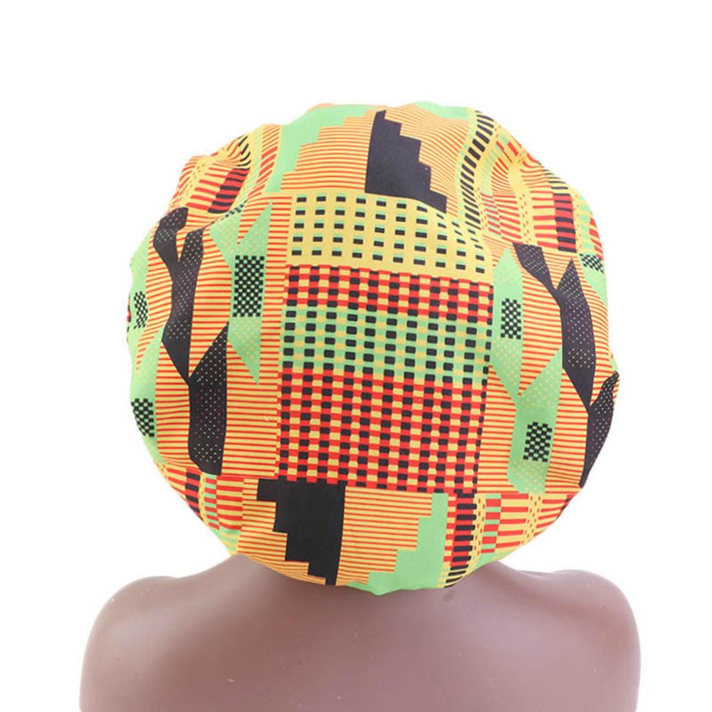 African Pattern Ankara Print Bonnet Women Night Sleep Cap Satin Lining Soft Extra Large Head Wear Ladies Headwrap Hair Care Hat