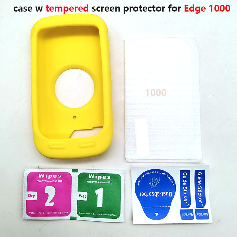 Edge 1000-funda protectora de goma para ordenador de bicicleta, Protector de pantalla para Garmin Edge 1000, GPS: Yellow Tempered