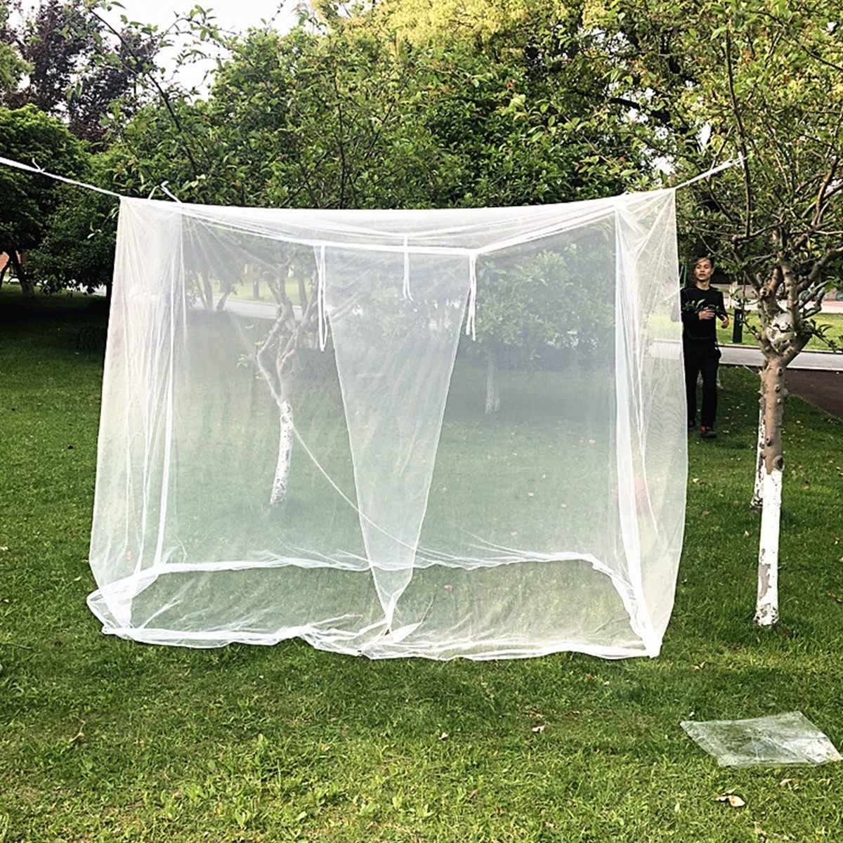 Utendørs camping myggnett camping seng kompakt og lett kvadratisk utendørs nett til camping fiske fotturer 200 x 180 x 200cm