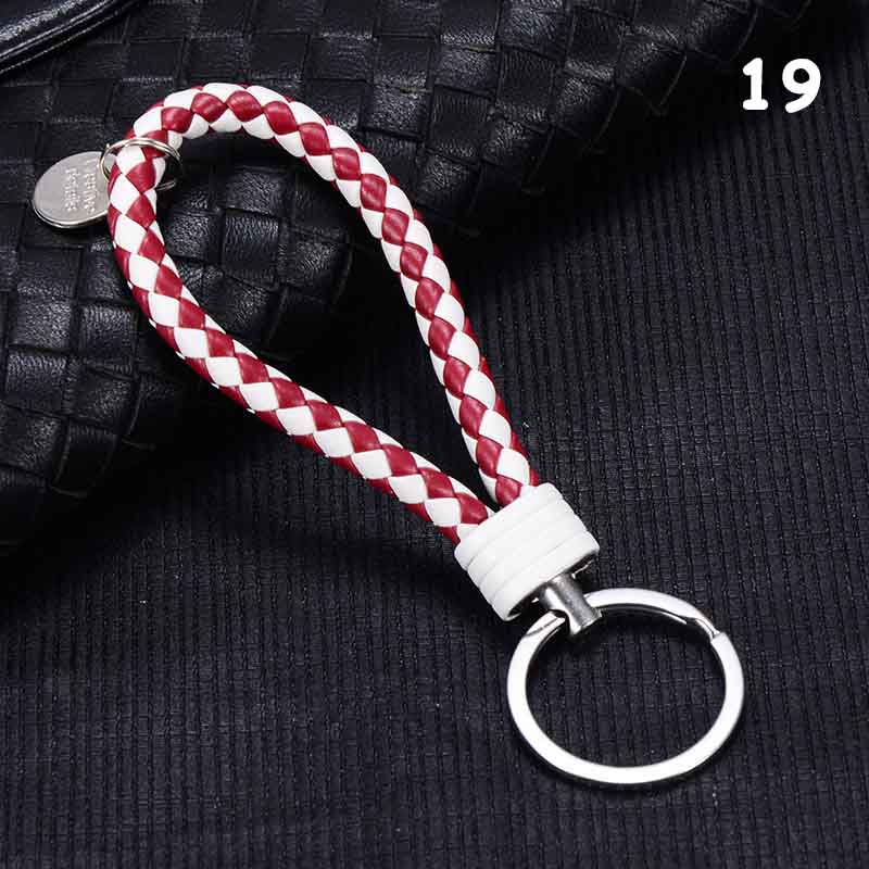 Fatti a mano Intrecciato PU Portachiavi In Pelle Catena Chiave Portachiavi In Metallo Portachiavi Auto Portachiavi Anello chiave Dell'automobile Chiave Pendente Del Sacchetto Accessori Anello: 19