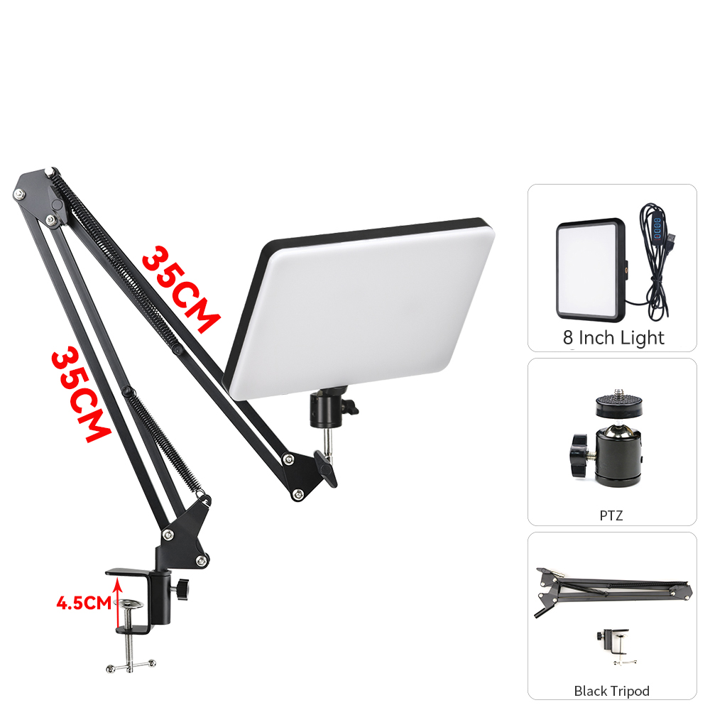 Led-videolampa dimbar fotografering kontinuerlig belysning justerbar stativstativ bärbar fyllningslampa för fotostudiofotografering: Grå