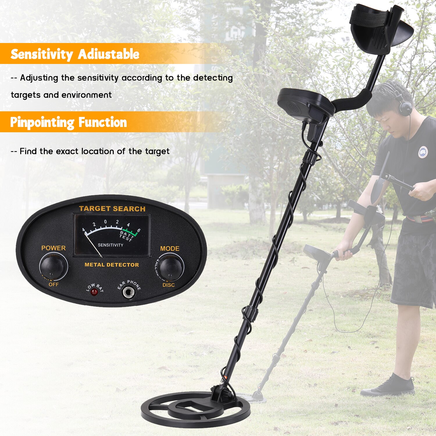 GT6100 Portable Underground Metal Detector High Sensitivity Jewelry Gold Treasure Metal Finder With All Metal Mode