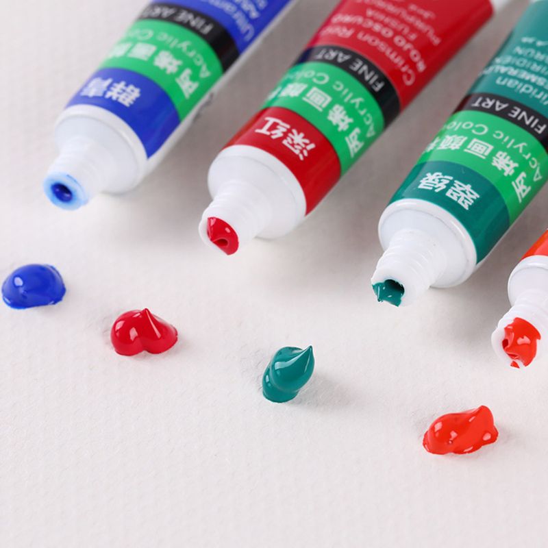 12/24 colores de acrílico pincel para pintar 12ml tubos de artista dibujo pintura pigmento pintado a mano cuadro de pared DIY