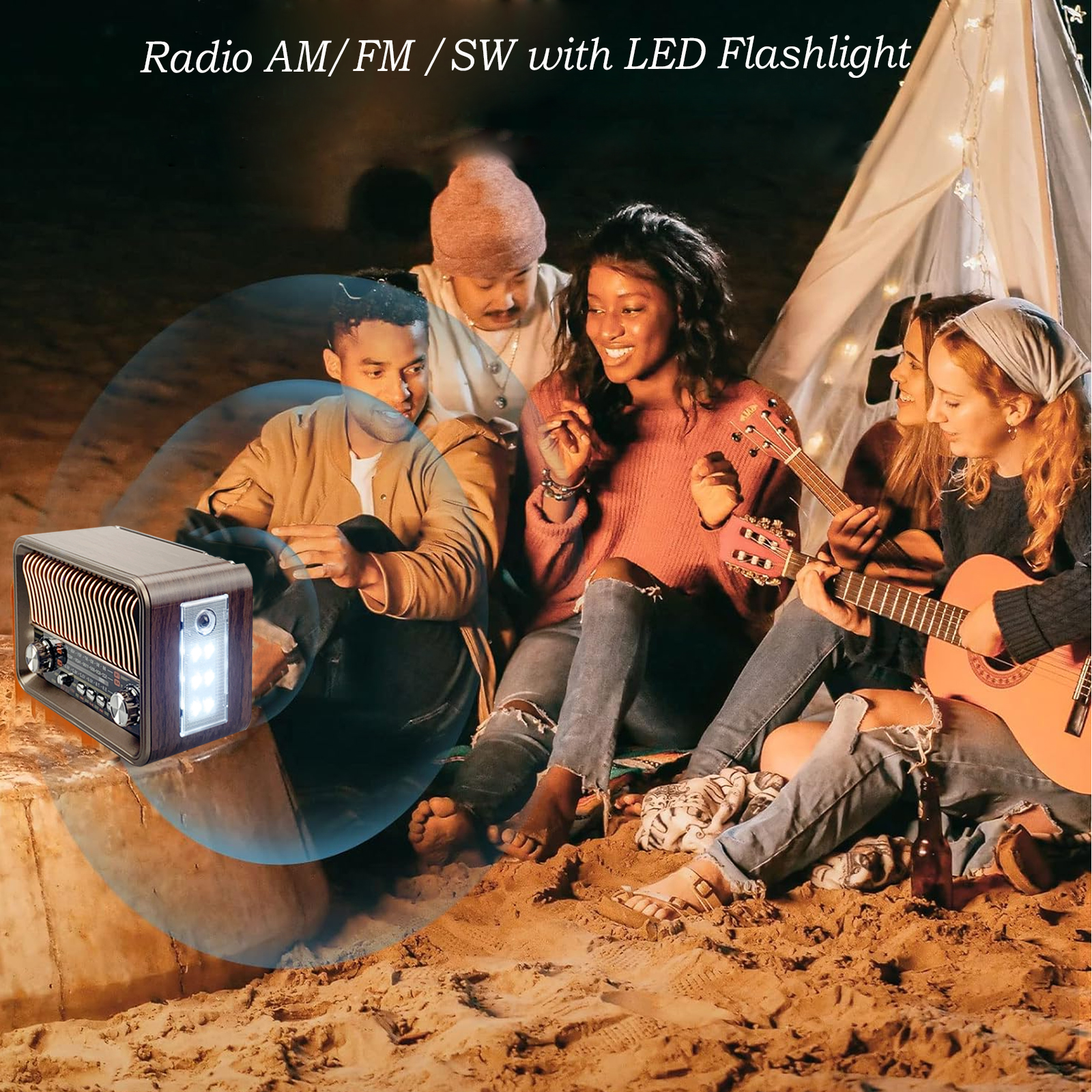 ﻿ Klassisches Retro-Vollbandradio, tragbar, FM, AM, SW, Radios, Empfänger, LED-Taschenlampe, Bluetooth-Lautsprecher, Soundbar, TF, USB-Musik-Player
