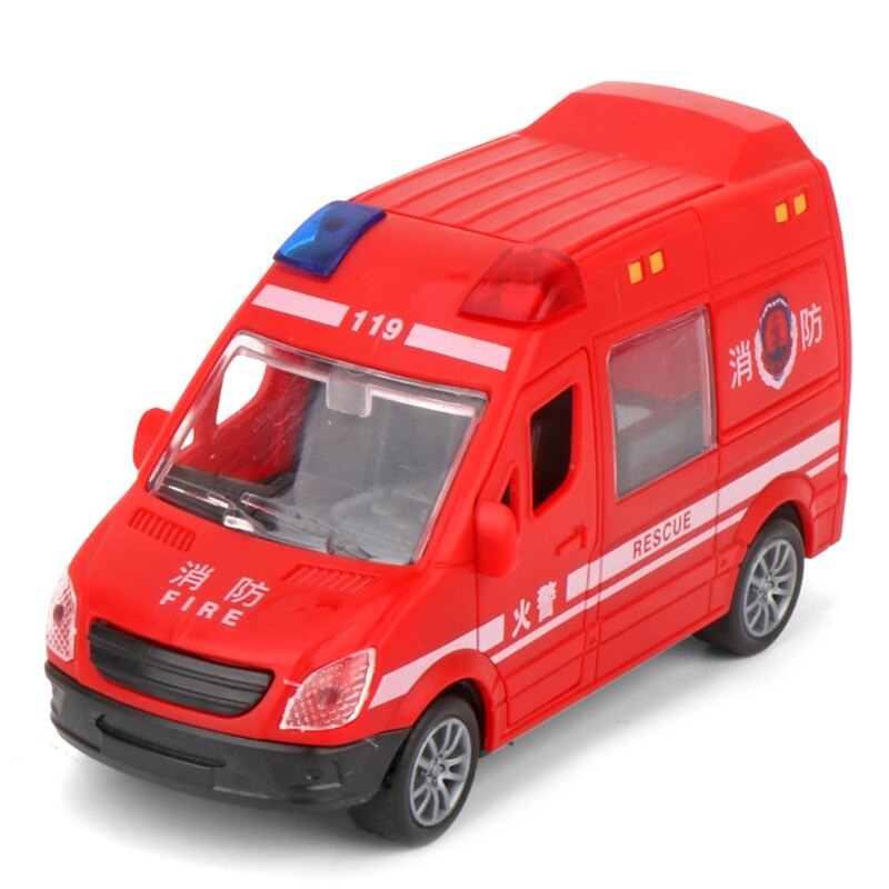 A2UB Geen Voeding Fire Auto Interactieve Ambulance Auto Wind-Up Plastic Wrijving Speelgoed Inertie Speelgoed Set Deuren Kan open: C