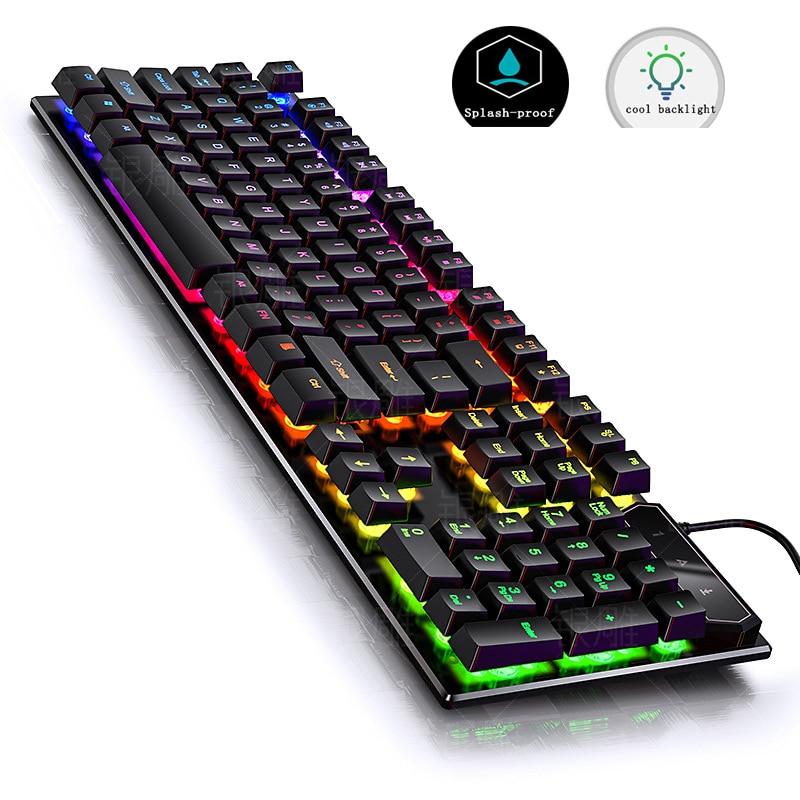 Wired Gamer Keyboard USB Connection Mechanical feel Keyboards Mixed Swich Backlight Gaming Keyboard 104 Keycaps for laptop PC