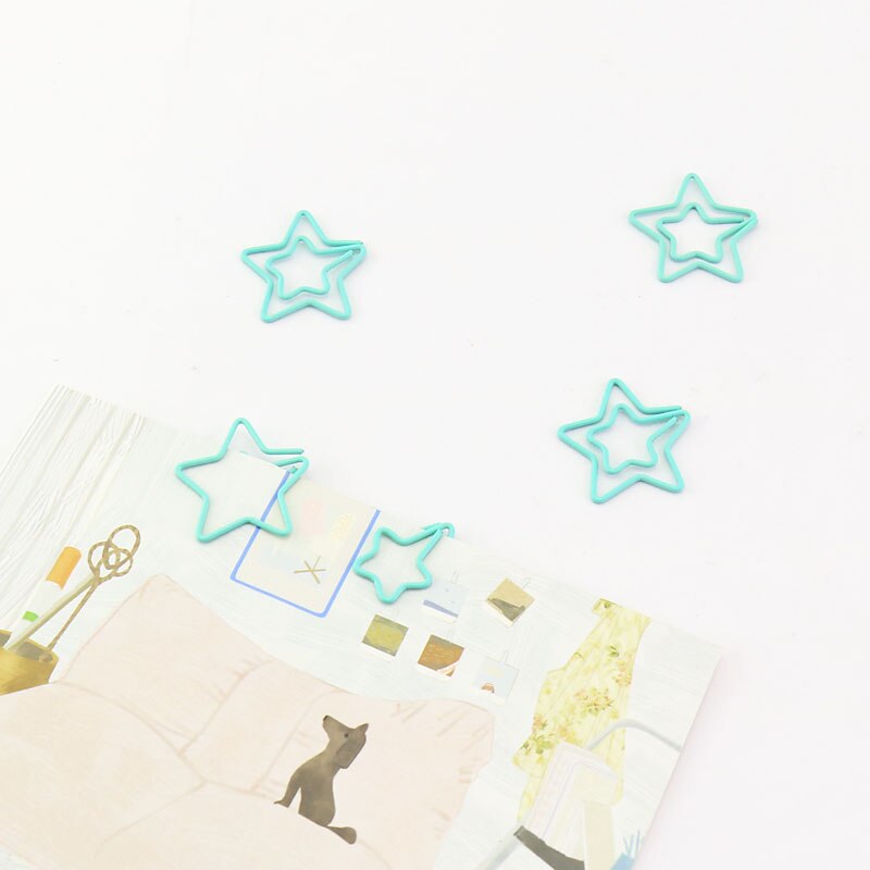 TUTU 20PCS/LOT star Shape Paper Clipsgreen pink Color Funny Kawaii Bookmark Office School Stationery Marking Clips H0028
