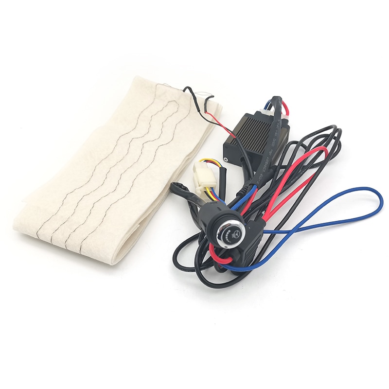 Auto Lenkrad Heizung Bausatz 12V Kohlenstoff Faser Erhitzt Pad mit/6 Gang LED Schalter