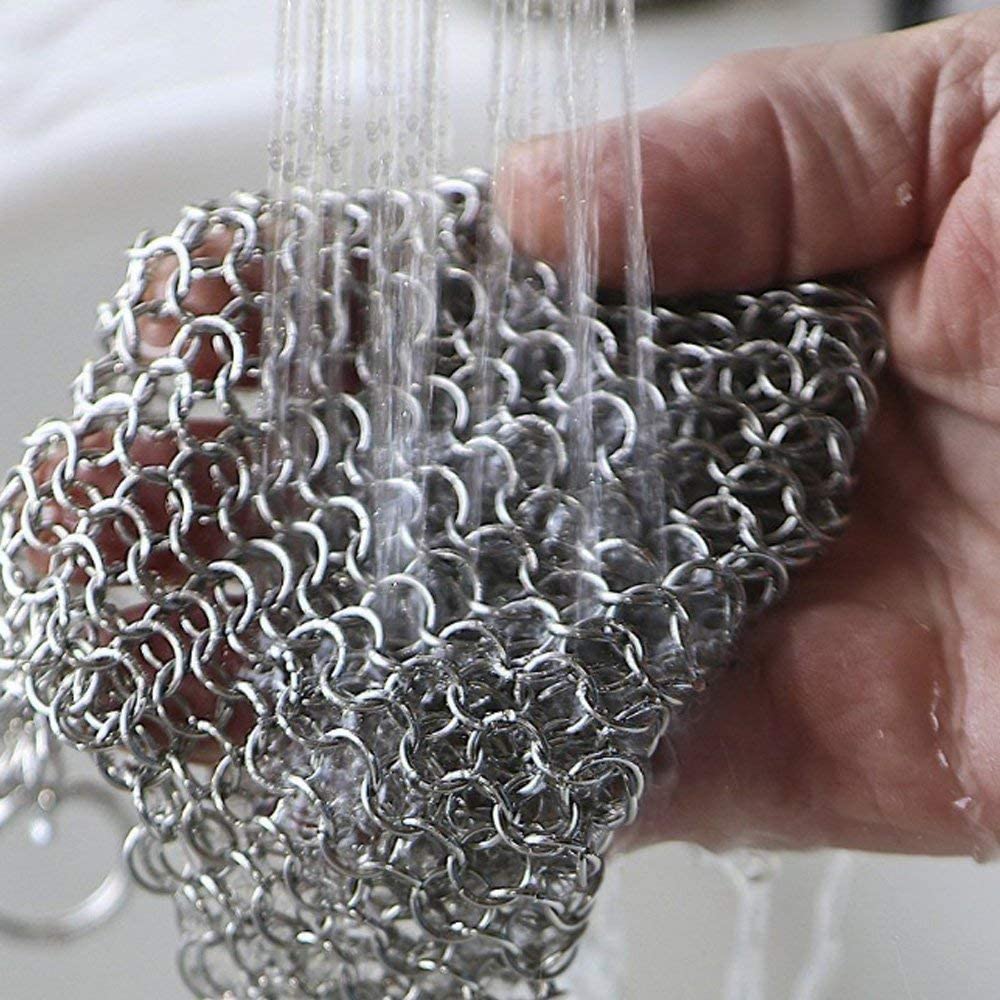 8 "X 6" Roestvrij Staal Gietijzer Cleaner 316L Chainmail Scrubber Voor Gietijzeren Pan Pre-Gekruid pan Nederlandse Ovens Wafelijzer Pannen