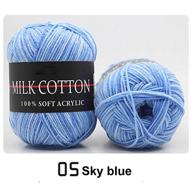 1 Piece Of 50g Milk Cotton Yarn Knitting Crochet Baby Cotton Yarn Velvet Hand-knitted Wool Crochet Scarf Hat DIY Sweater Gloves: sky blue