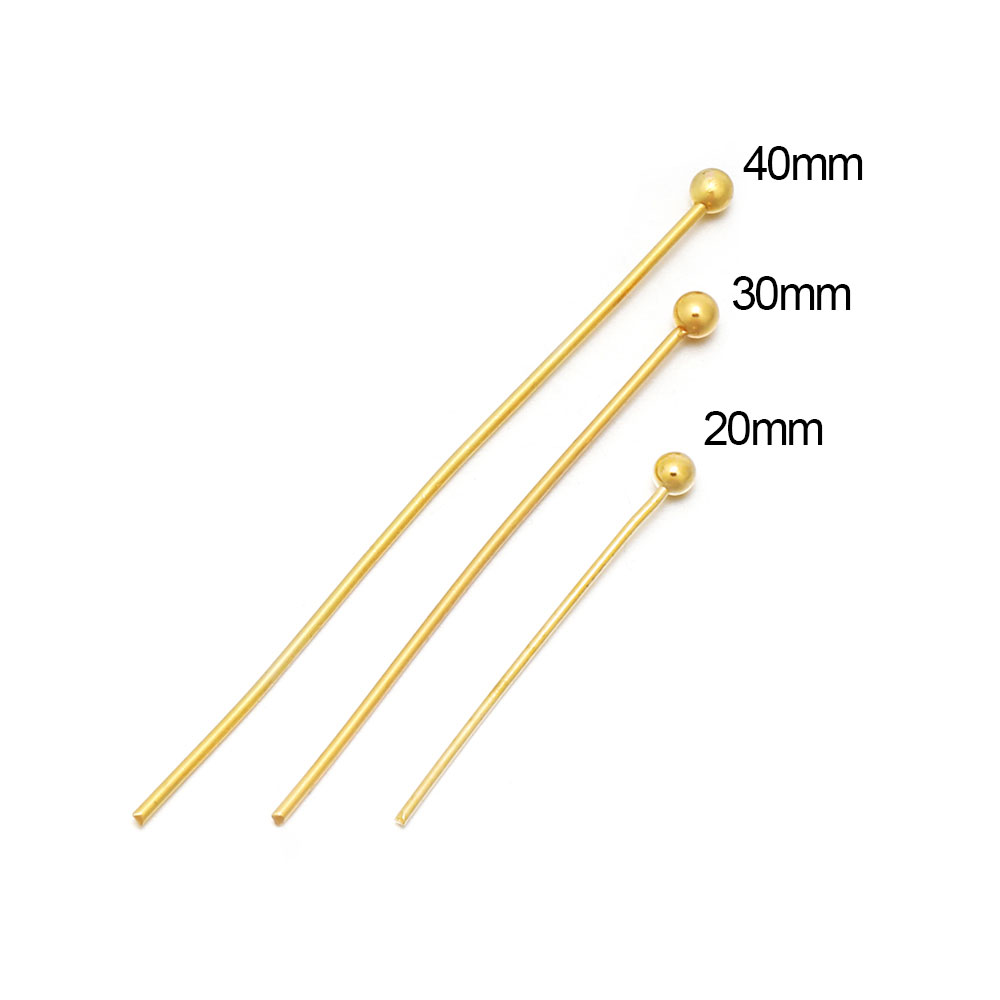 100/50 Uds. Cabezas de acero inoxidable, alfiler de cabeza plana, alfileres de cabeza de bola de Color dorado para accesorios de joyería DIY