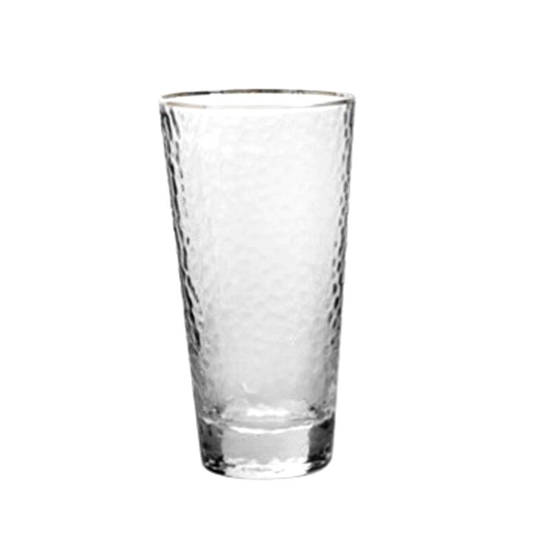 Taza de leche y café con borde dorado, vaso de Agua de Cristal martillado, vaso de zumo sin plomo, taza de bebida transparente, vaso de vidrio para el hogar: D-colorless 335ml